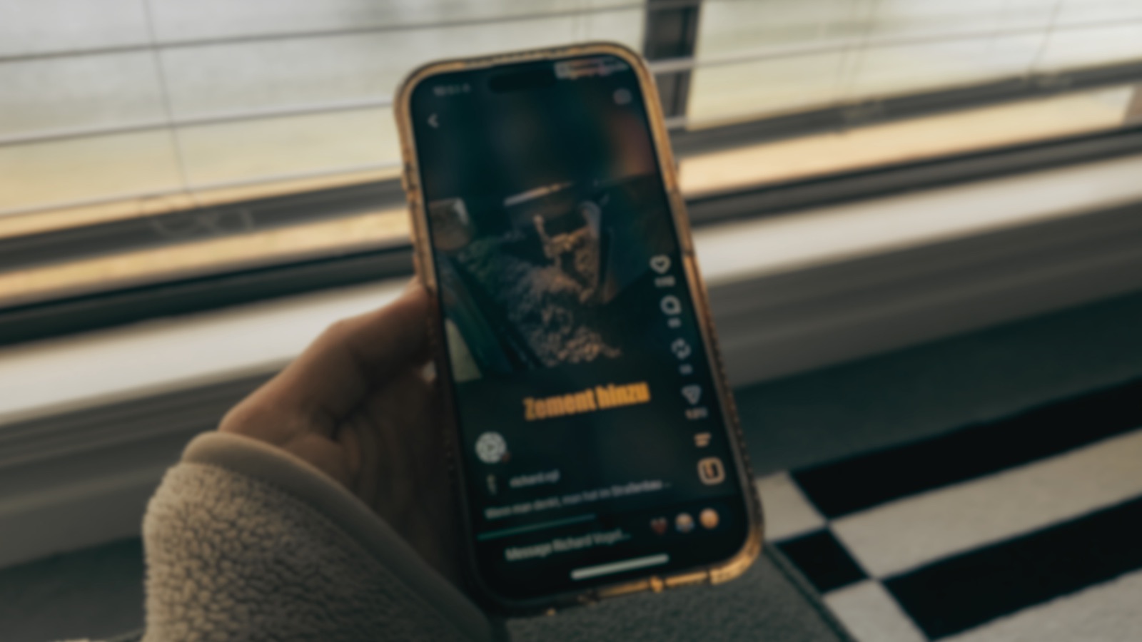 A vertical cutdown playing on a phone